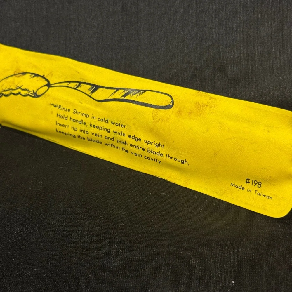 Vintage Rowoco #198 Shrimp Cleaner Sheller Deveiner Tool Metal w Yellow Sleeve